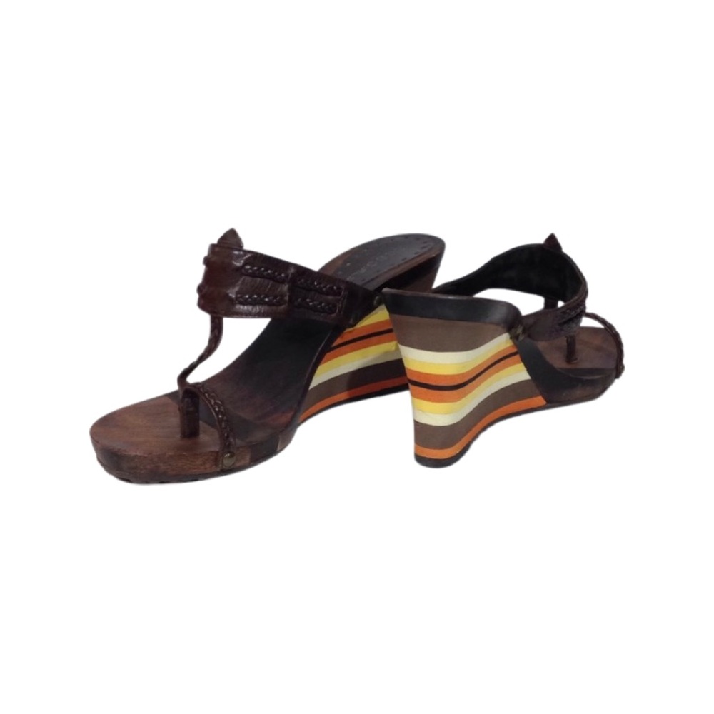 BCBGirls Zoe Wedge Sandals Size 8.5M Striped
